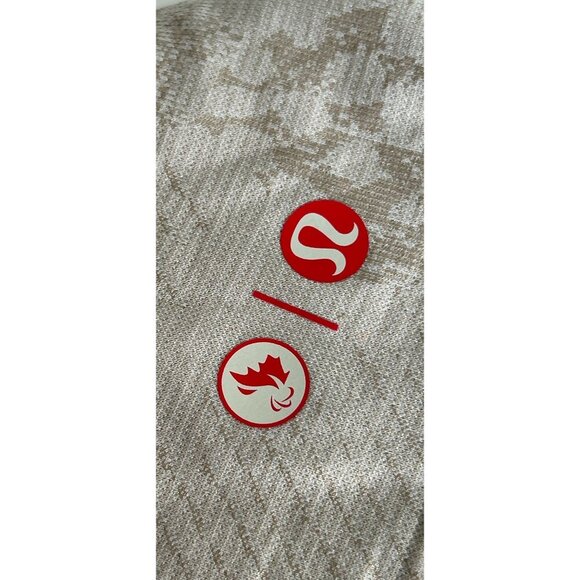 Lululemon Womens Beige Canada Maple Leaf Short Sleeve Performance Shirt - Picture 4 of 7
